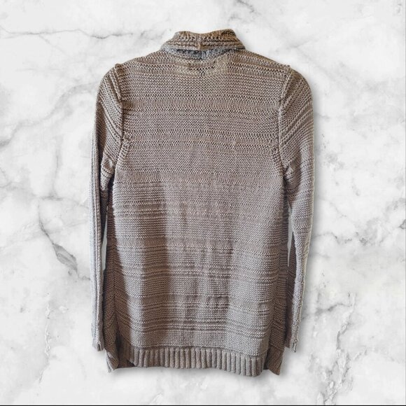 Women's Ann Taylor Tan Gold Open Front Cardigan M Fall Winter Sweater - Picture 2 of 5